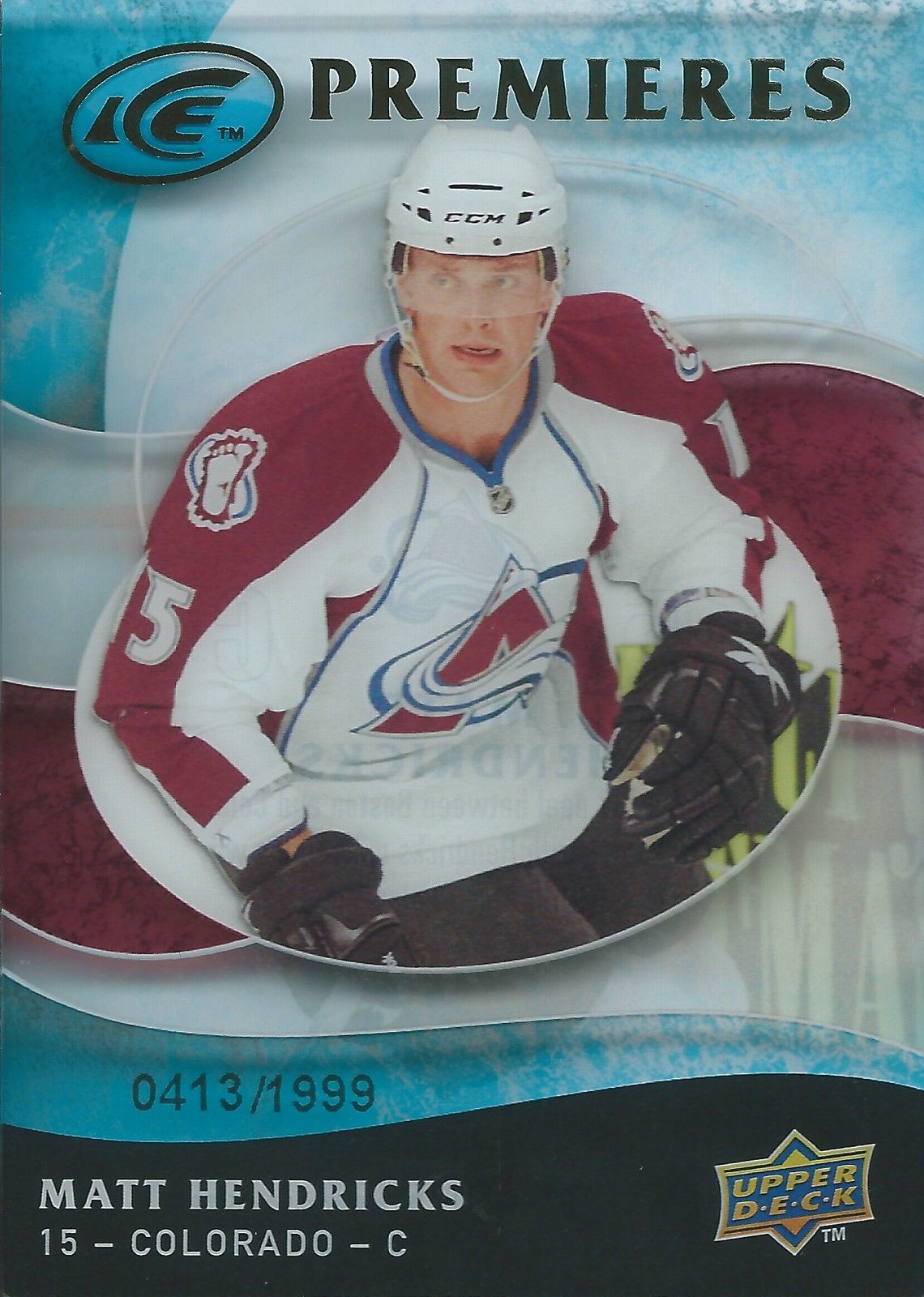 2009-10 UD Ice MATT HENDRICKS RC #/1999 Ice Premiers Rookie 00924 Image 1