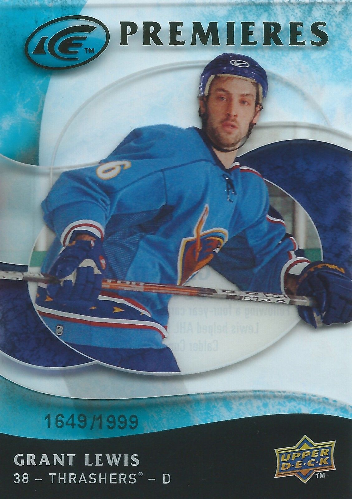 2009-10 UD Ice GRANT LEWIS RC #/1999 Ice Premiers UD Rookie 00922 00932 Image 1