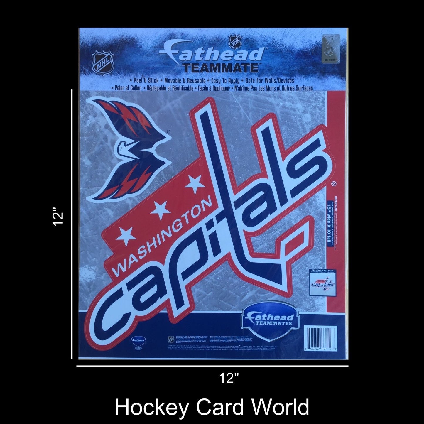 Washington Capitals 12" Fathead Jumbo Multi-Use Coloured Decal Sticker Image 1