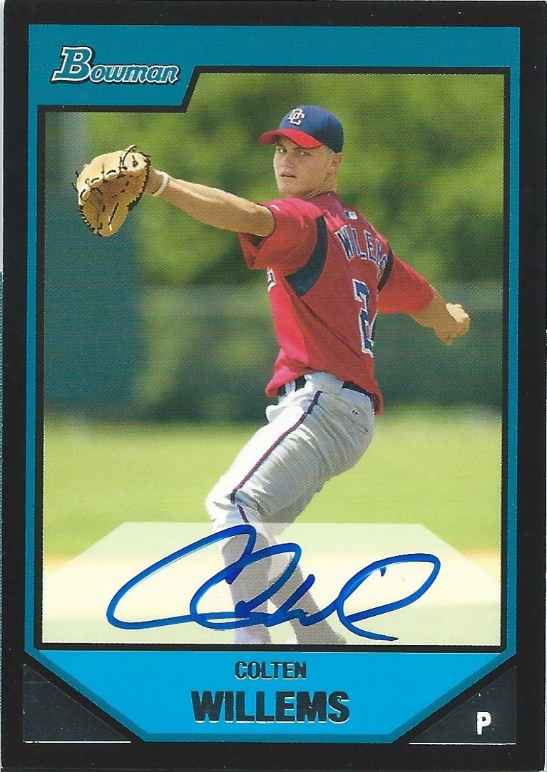 2007 Bowman Prospects Blue COLTEN WILLEMS /500 Auto Signature MLB 01303 Image 1