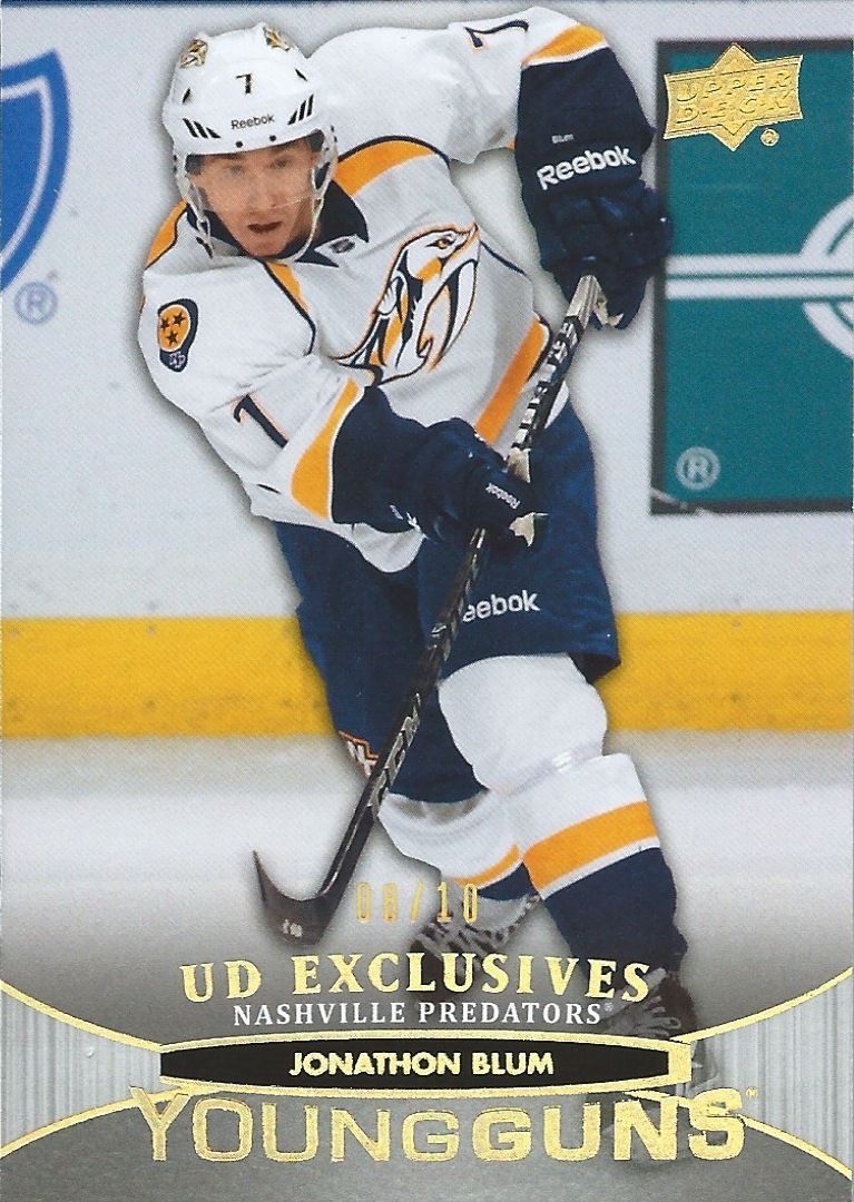 2011-12 Upper Deck Exclusives High Gloss JONATHON BLUM 8/10 YG RC 02167 Image 1