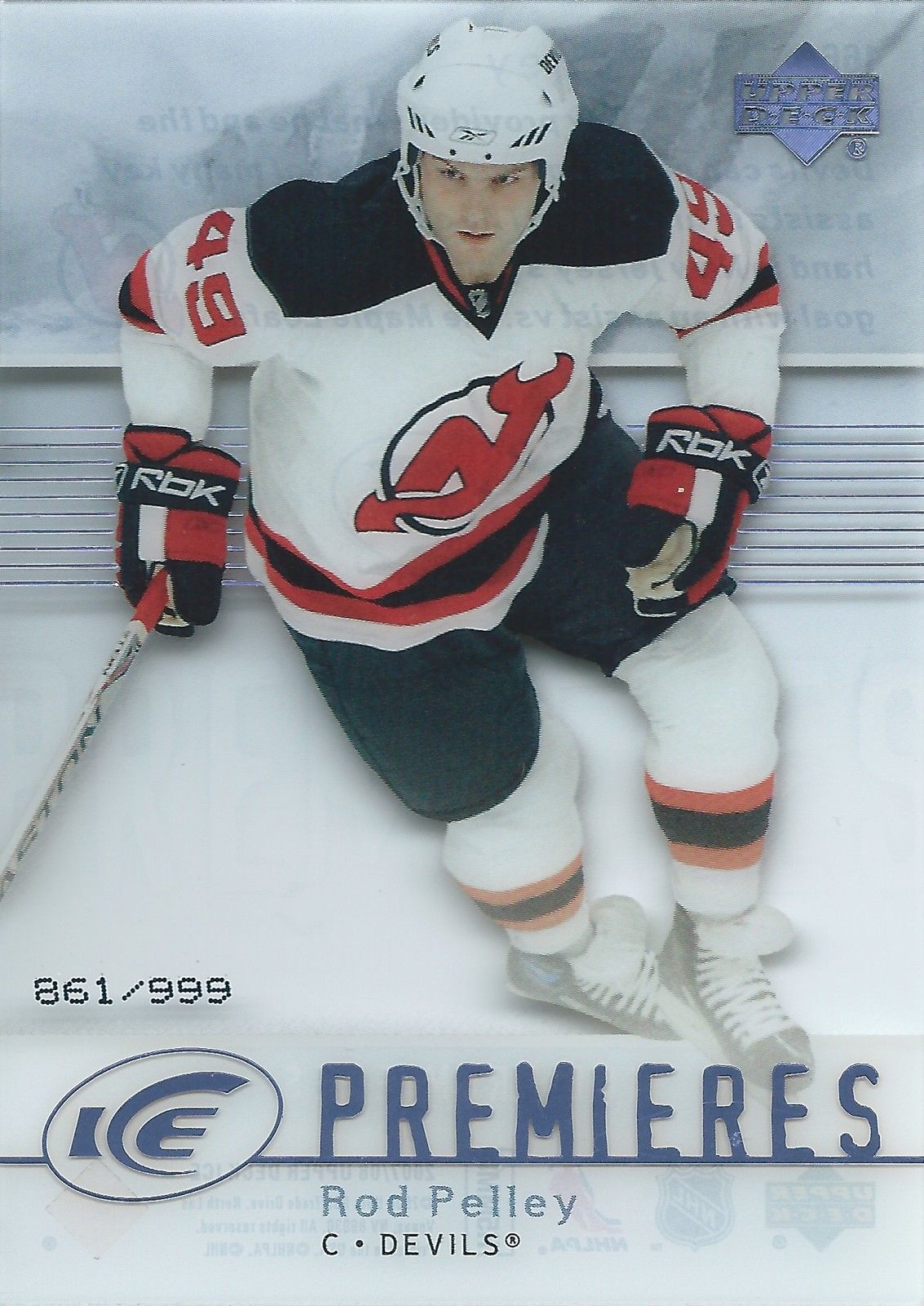 2007-08 UD Ice ROD PELLEY RC #/9999 Ice Premiers Upper Deck Rookie 01396 Image 1