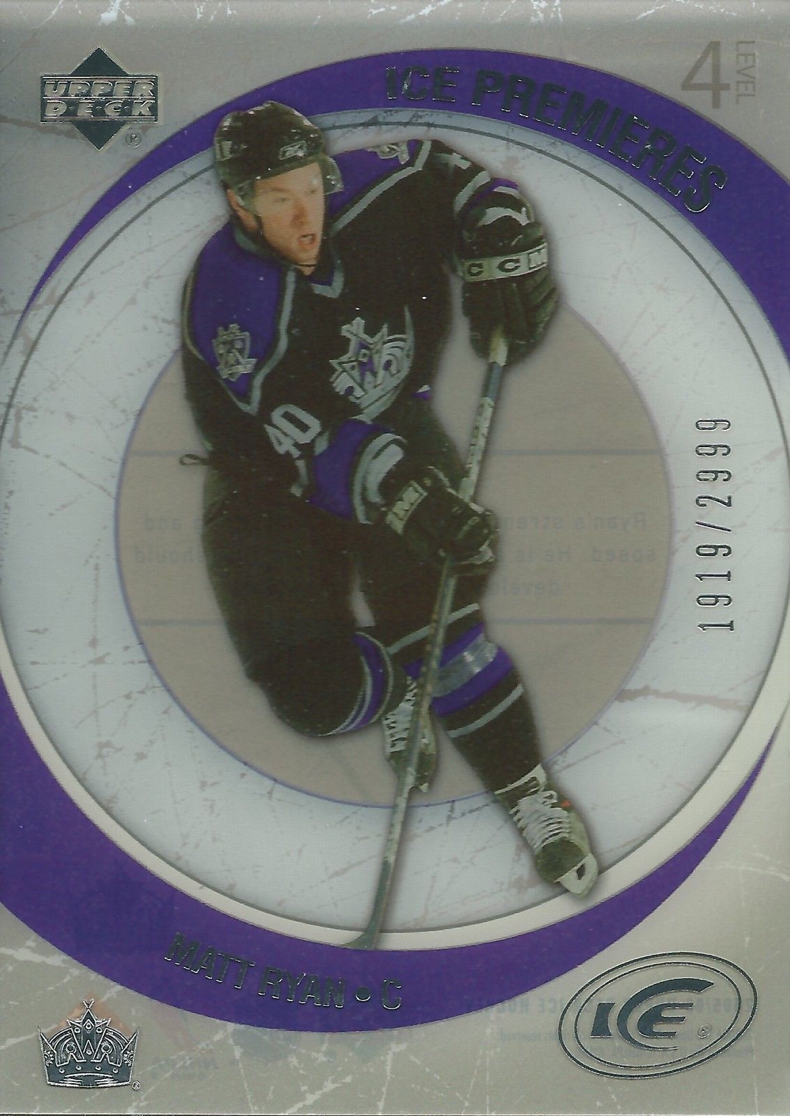 2005-06 UD Ice MATT RYAN RC #/2999 Ice Premiers Upper Deck Rookie 01546 Image 1