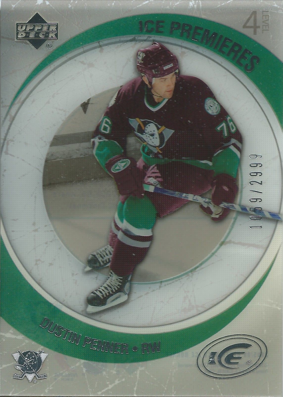 2005-06 UD Ice DUSTIN PENNER RC #/2999 Ice Premiers Rookie 01545 Image 1