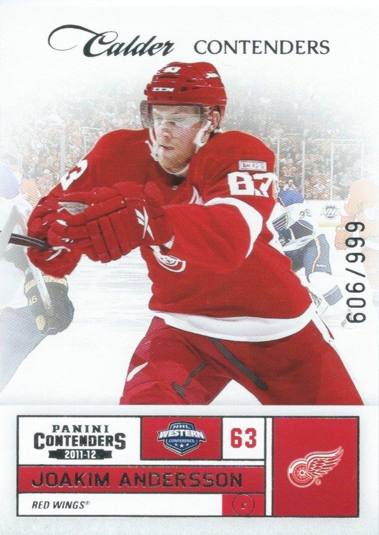 2011-12 Panini Contenders JOAKIM ANDERSSON 606/999 ROOKIE RC NHL 00898 Image 1