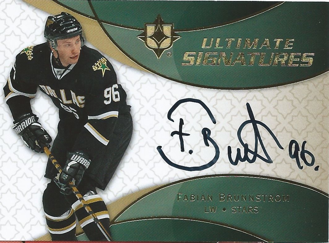 2008-09 Ultimate Collection Signatures FABIAN BRUNNSTROM Autograph 00186 Image 1