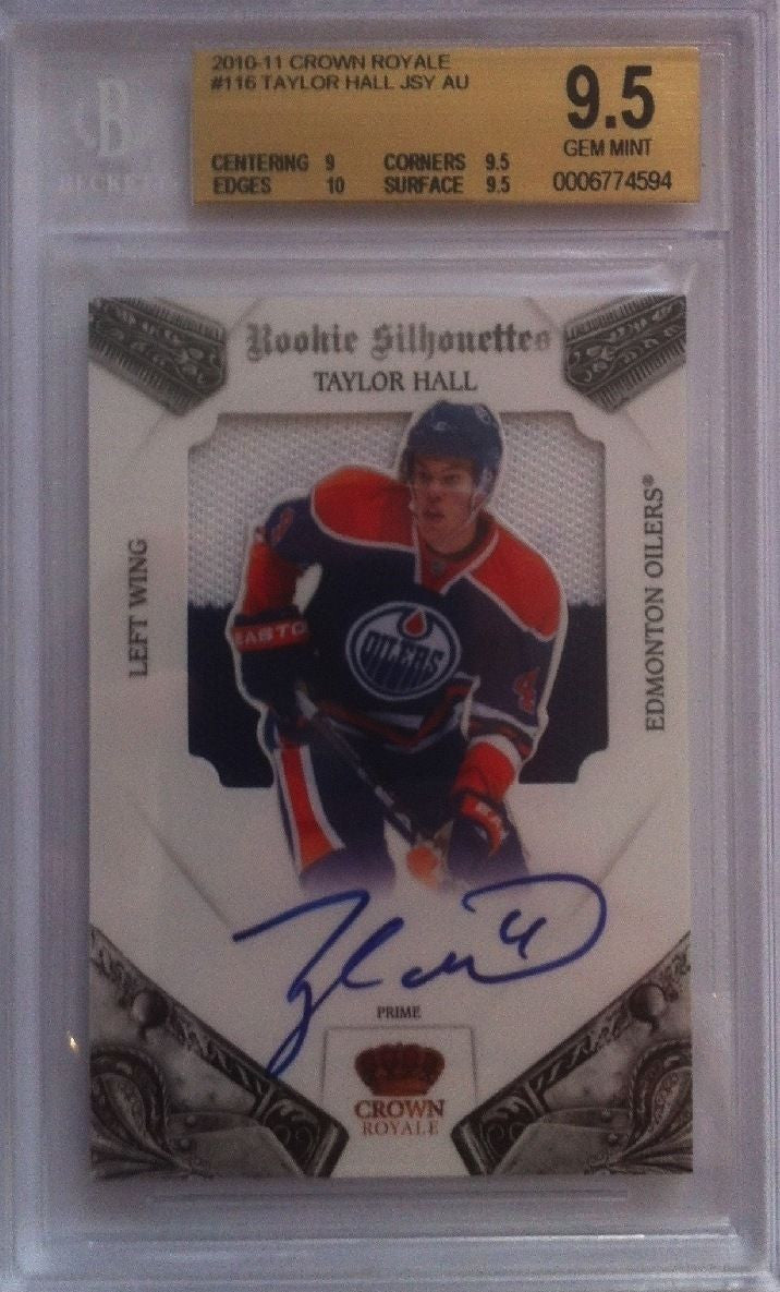 2010-11 Crown Royale TAYLOR HALL Jersey Auto RC BGS 9.5 85/99 Silhouettes