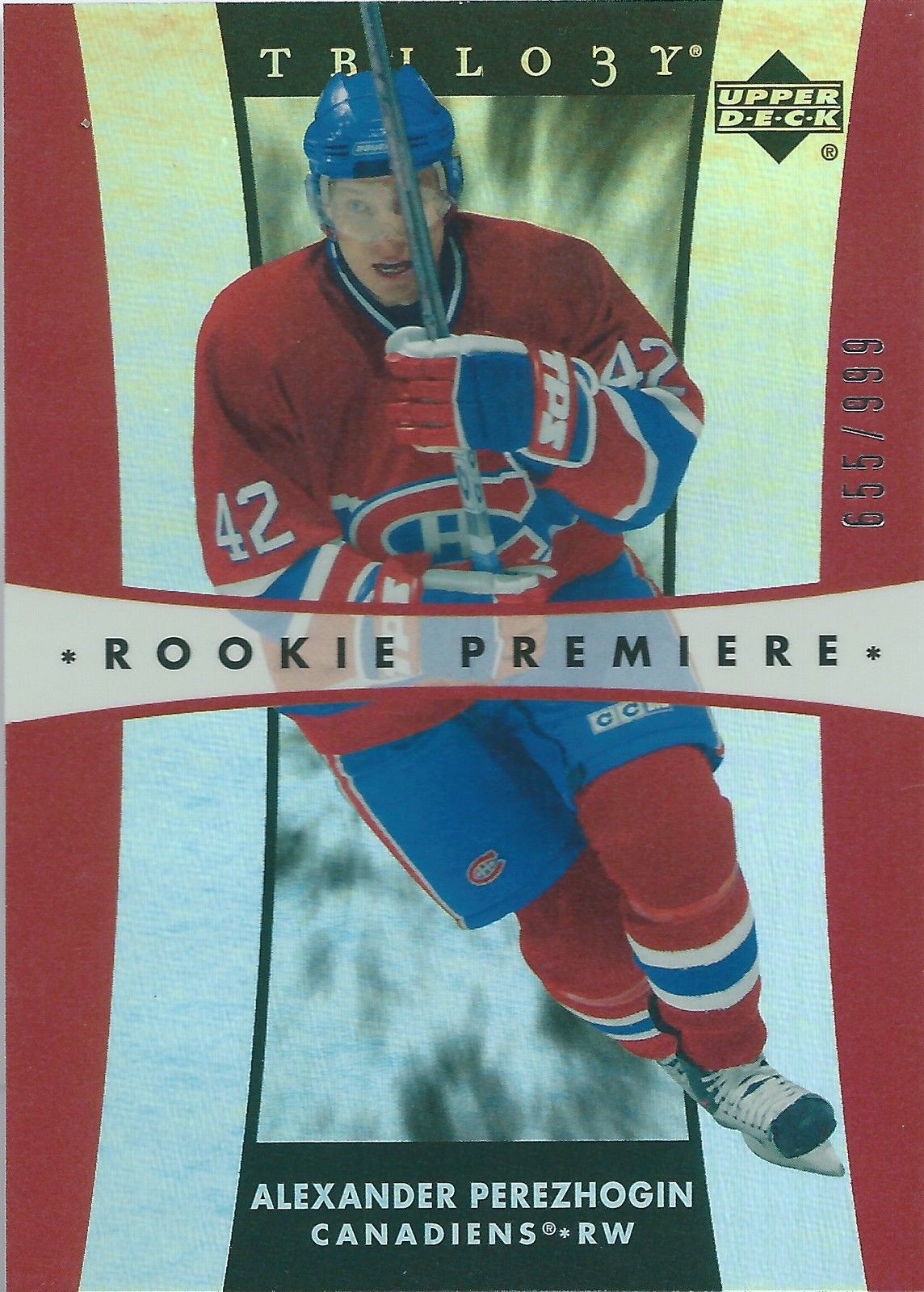 2005-06 Trilogy ALEXANDER PEREZHOGIN RC 655/999 UD Rookie Premier 00966 Image 1