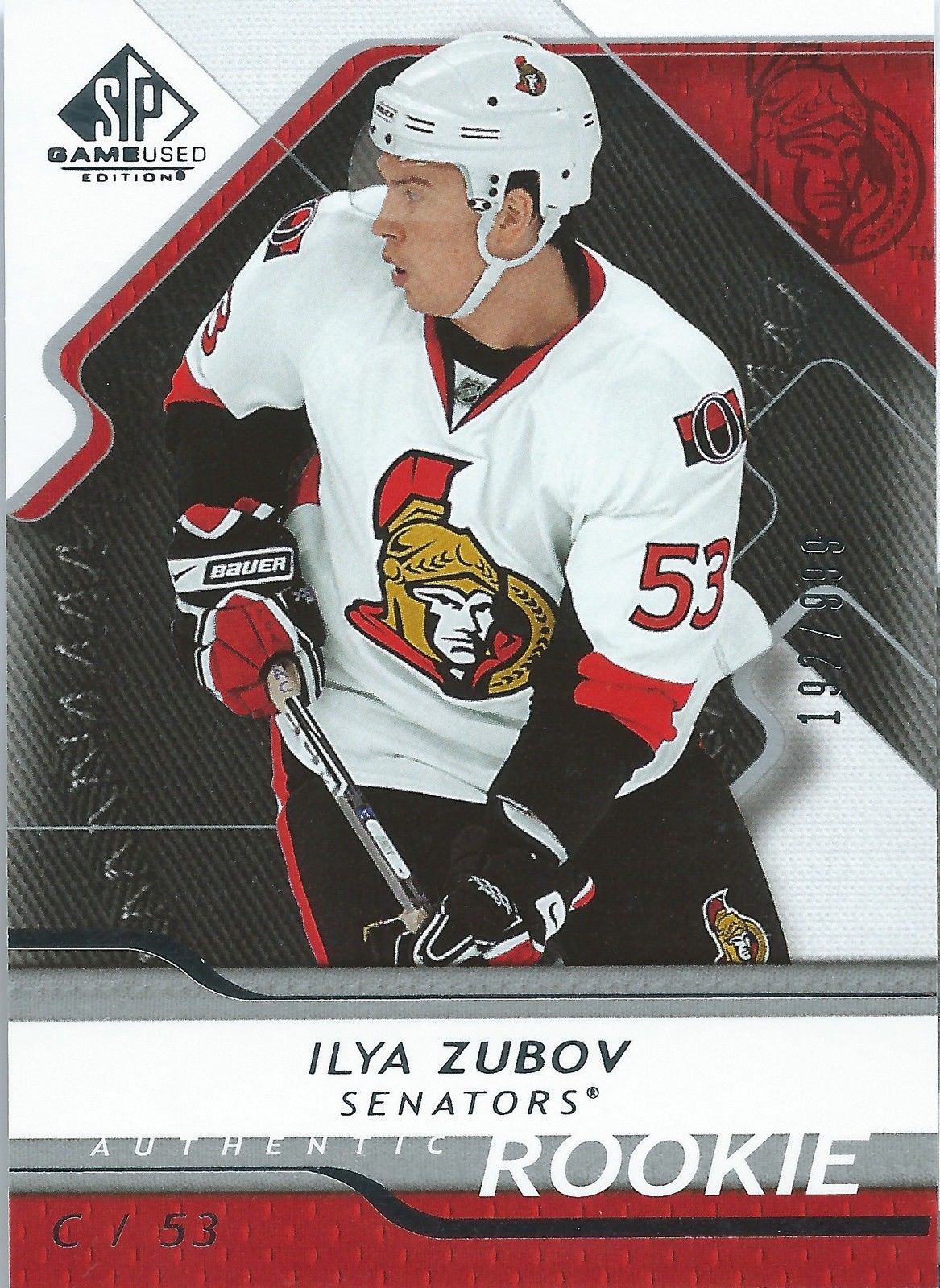 2008-09 SP Game Used ILYA ZUBOV Rookie /999 Upper Deck RC NHL 01554 Image 1