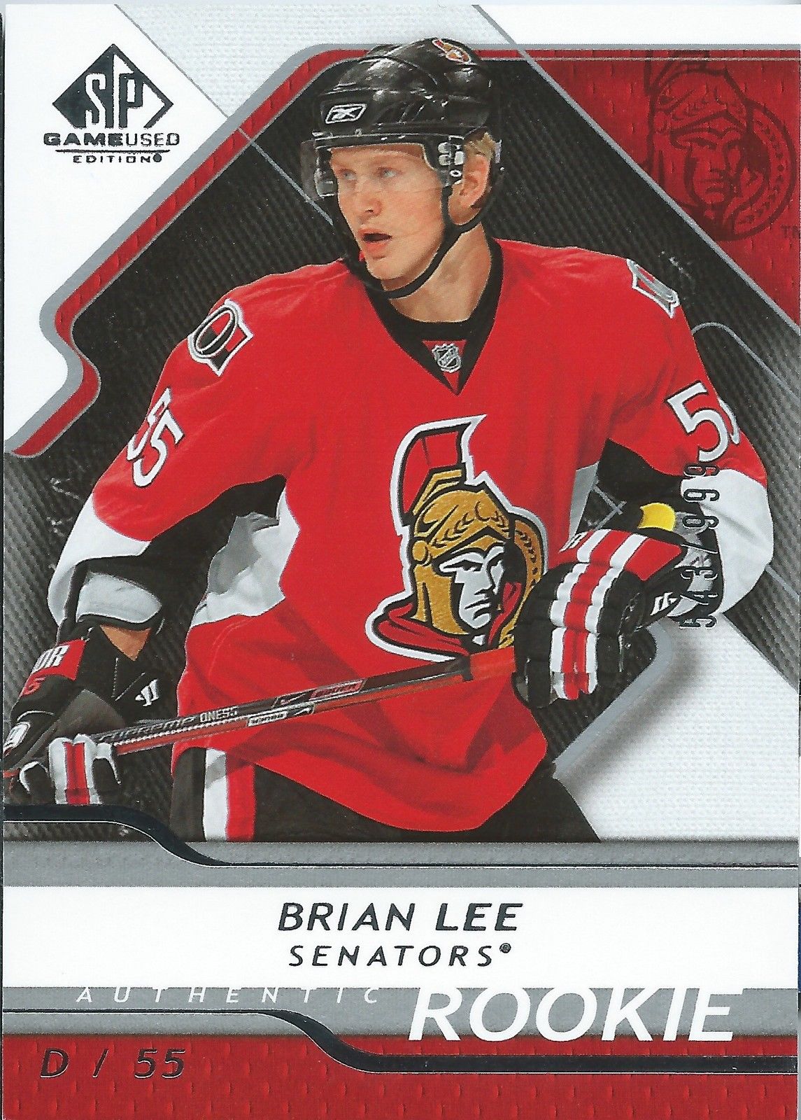 2008-09 SP Game Used BRIAN LEE Rookie /999 Upper Deck RC NHL 01553 Image 1