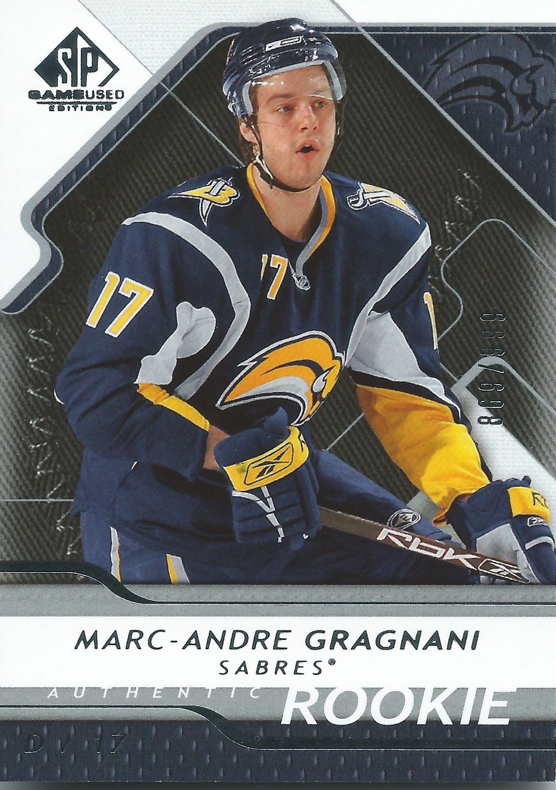 2008-09 SP Game Used MARC-ANDRE GRAGNANI Rookie /999 Upper Deck RC 01000 Image 1