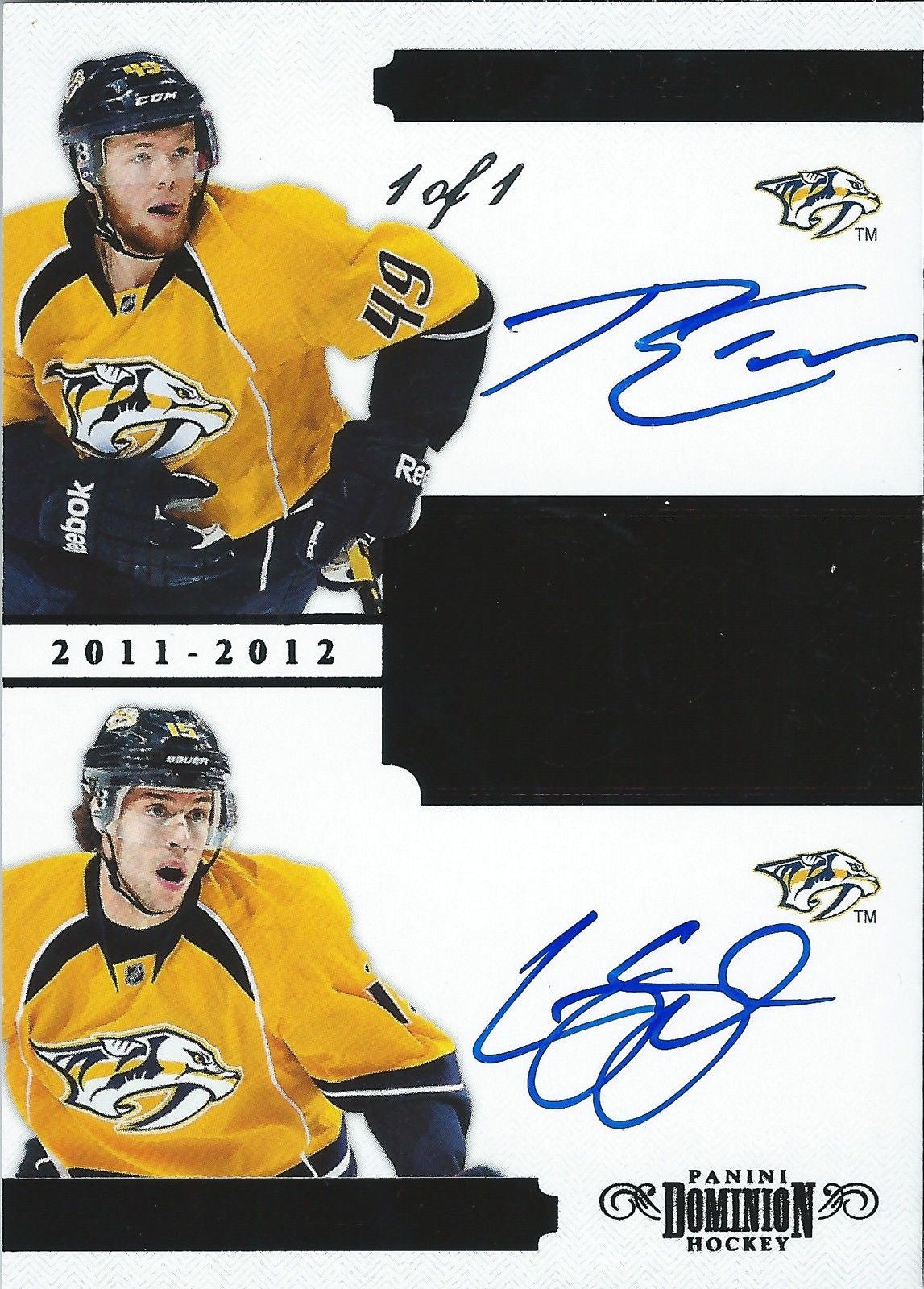 2011-12 Dominion Back Pen Pals RYAN ELLIS / CRAIG SMITH Auto 1/1 Panini