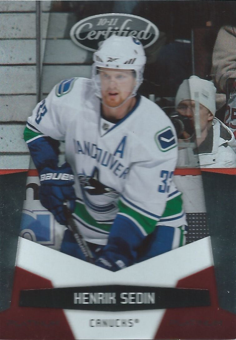 2010-11 Certified Platinum Red HENRIK SEDIN 796/999 Panini Canucks 00627