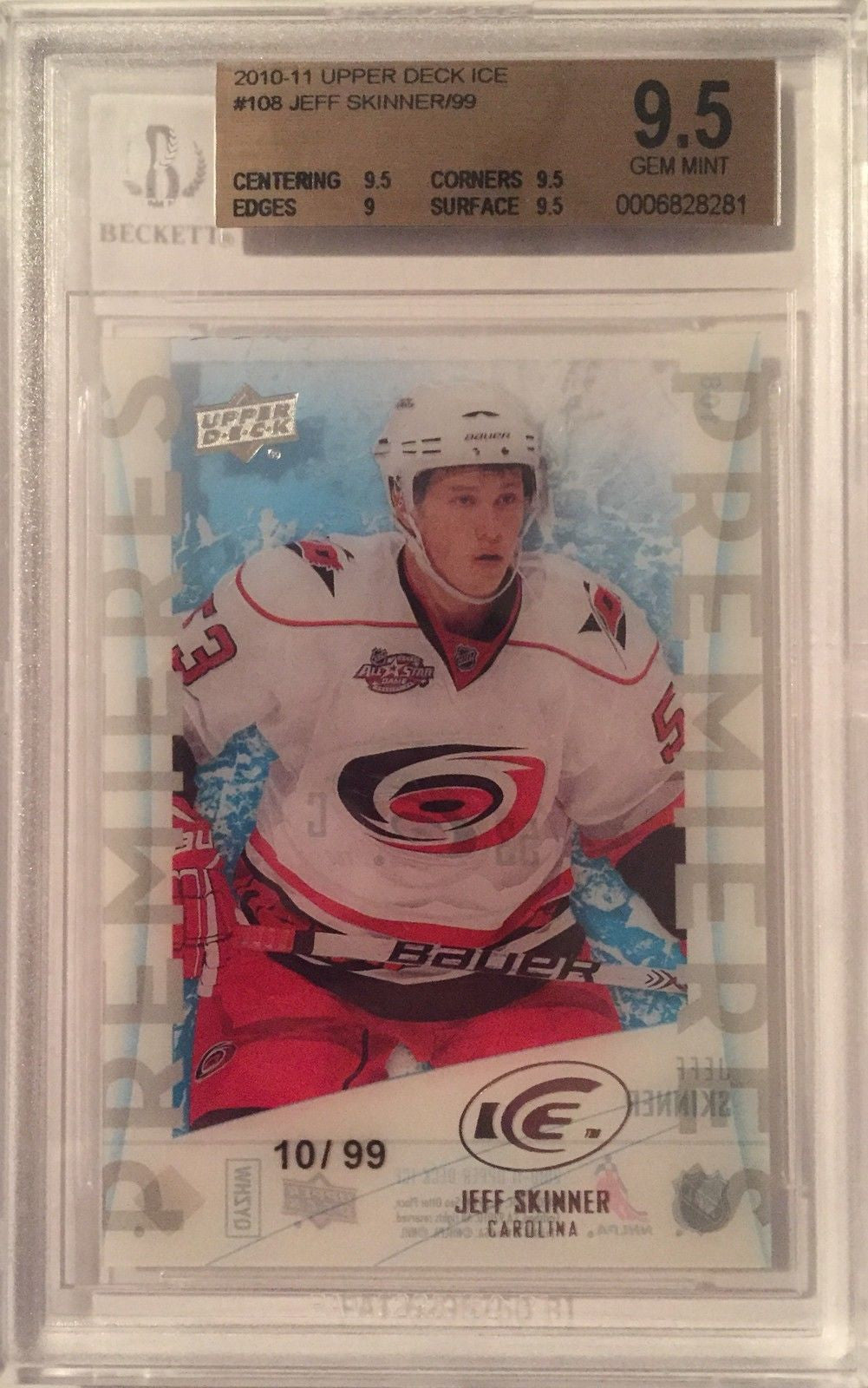 2010-11 Upper Deck Ice JEFF SKINNER 10/99 RC BGS 9.5 UD Rookie Premiers