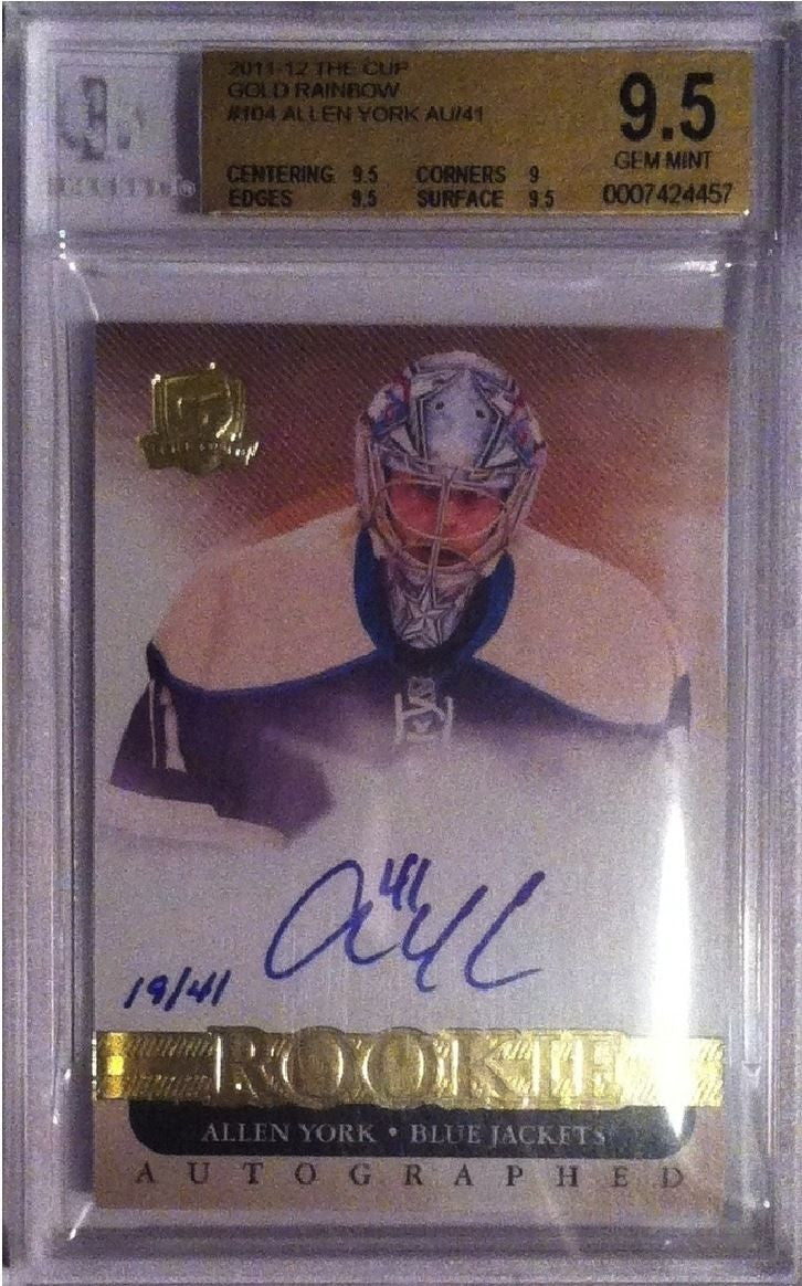2011-12 The Cup Gold ALLEN YORK Rookie BGS 9.5 w/ BGS 10 Auto 19/41 Rainbow