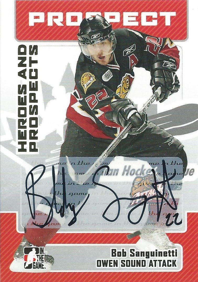 2006-07 ITG Heroes and Prospects BOB SANGUINETTI Autographs In Game 00496 Image 1