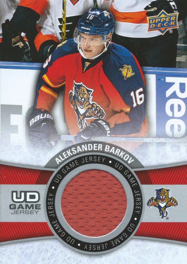 2015-16 Upper Deck Game Jersey ALEKSANDER BARKOV Fabric Swatch UD 02509 Image 1