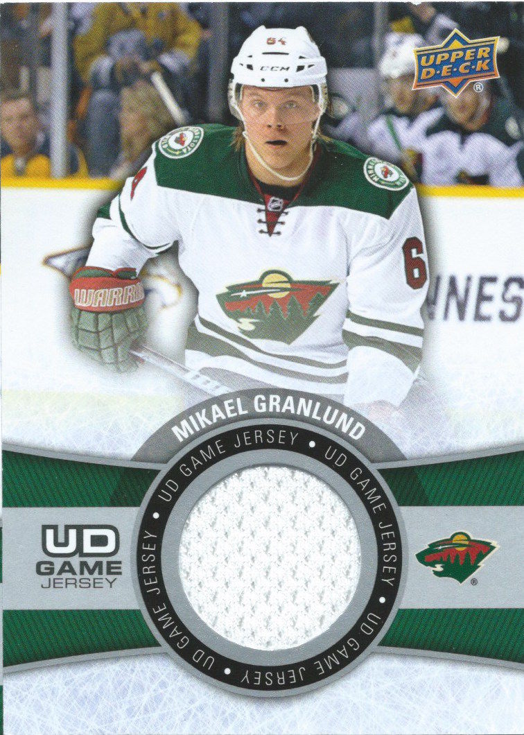 2015-16 Upper Deck Game Jersey MIKAEL GRANLUND Fabric Swatch UD 02516 Image 1