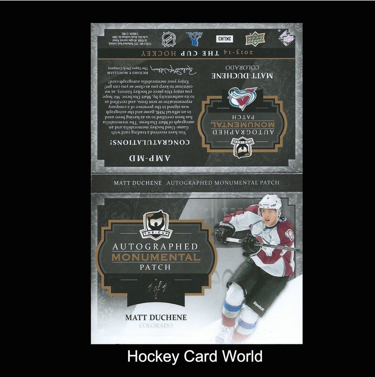 2013-14 The Cup Monumental MATT DUCHENE 1/1 Patch Auto UD Logo Booklet