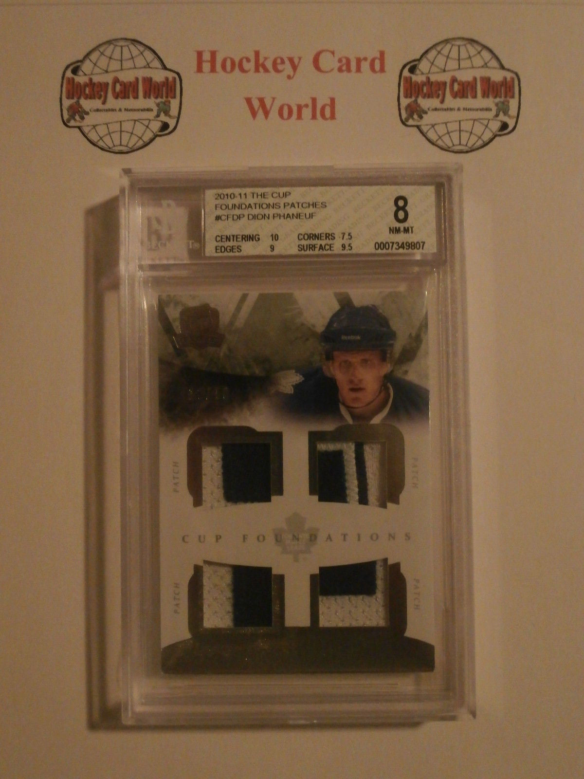 2010-11 The Cup Foundations DION PHANEUF BGS 8 Patch 10/10 with BGS 10