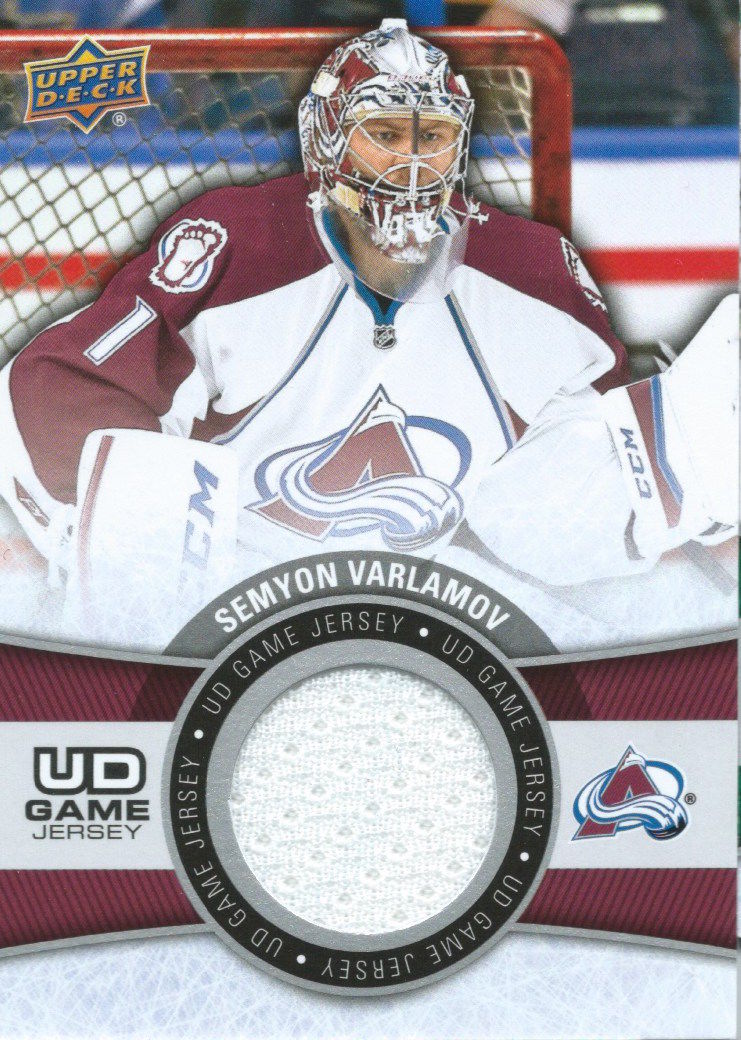 2015-16 Upper Deck Game Jersey SEMYON VARLAMOV Fabric Swatch UD 02536 Image 1