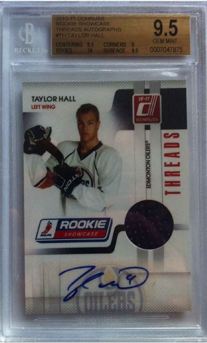 2010-11 Donruss Rookie Showcase TAYLOR HALL Auto/Jersey RC BGS 9.5 57/100