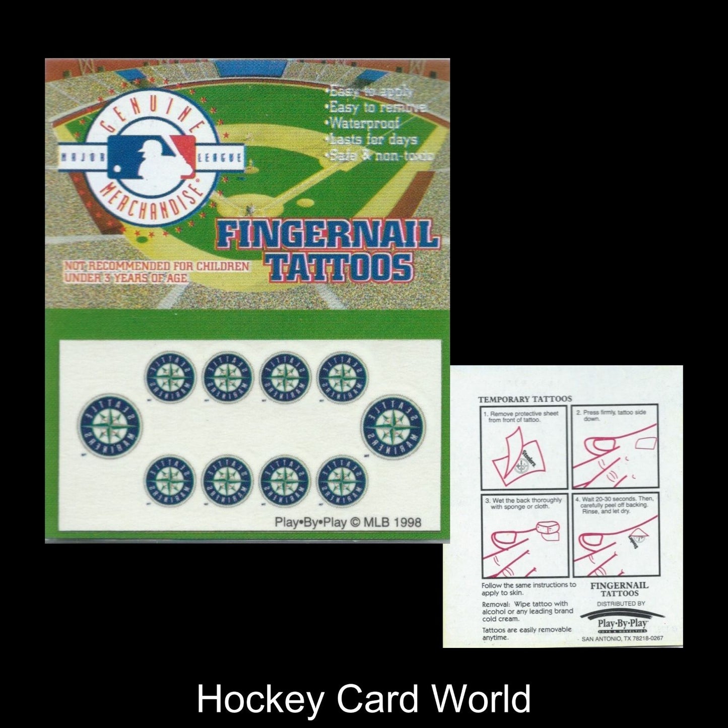 Seattle Mariners Fingernail Tattoos Set of 10 Decal Sticker Licensed MLB Image 1