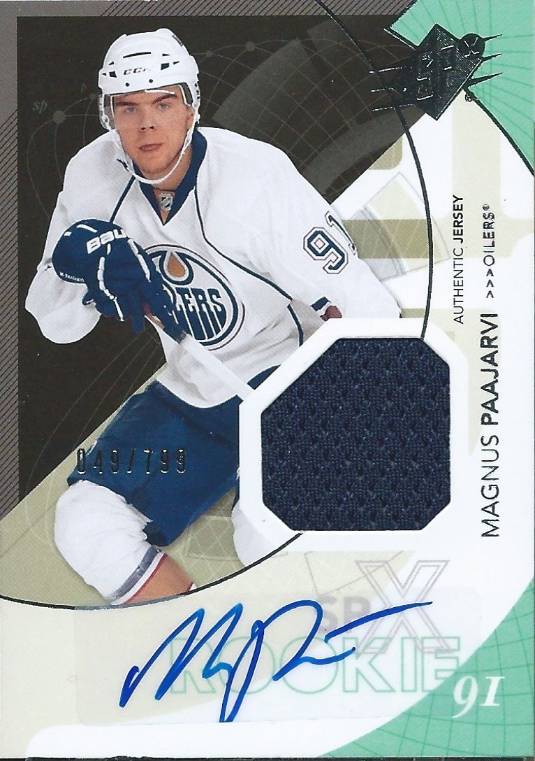 2010-11 SPX MAGNUS PAAJARVI Jersey Auto Rookie 49/799 Oilers RC 01646 Image 1