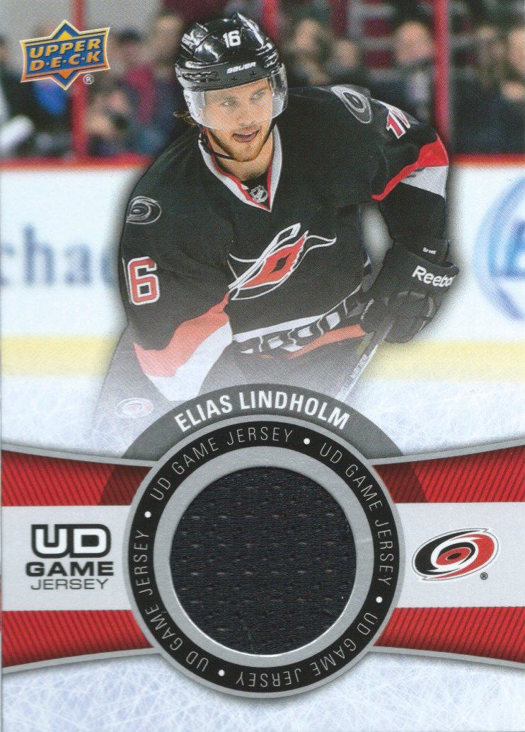 2015-16 Upper Deck Game Jersey ELIAS LINDHOLM Fabric Swatch UD 02544 Image 1