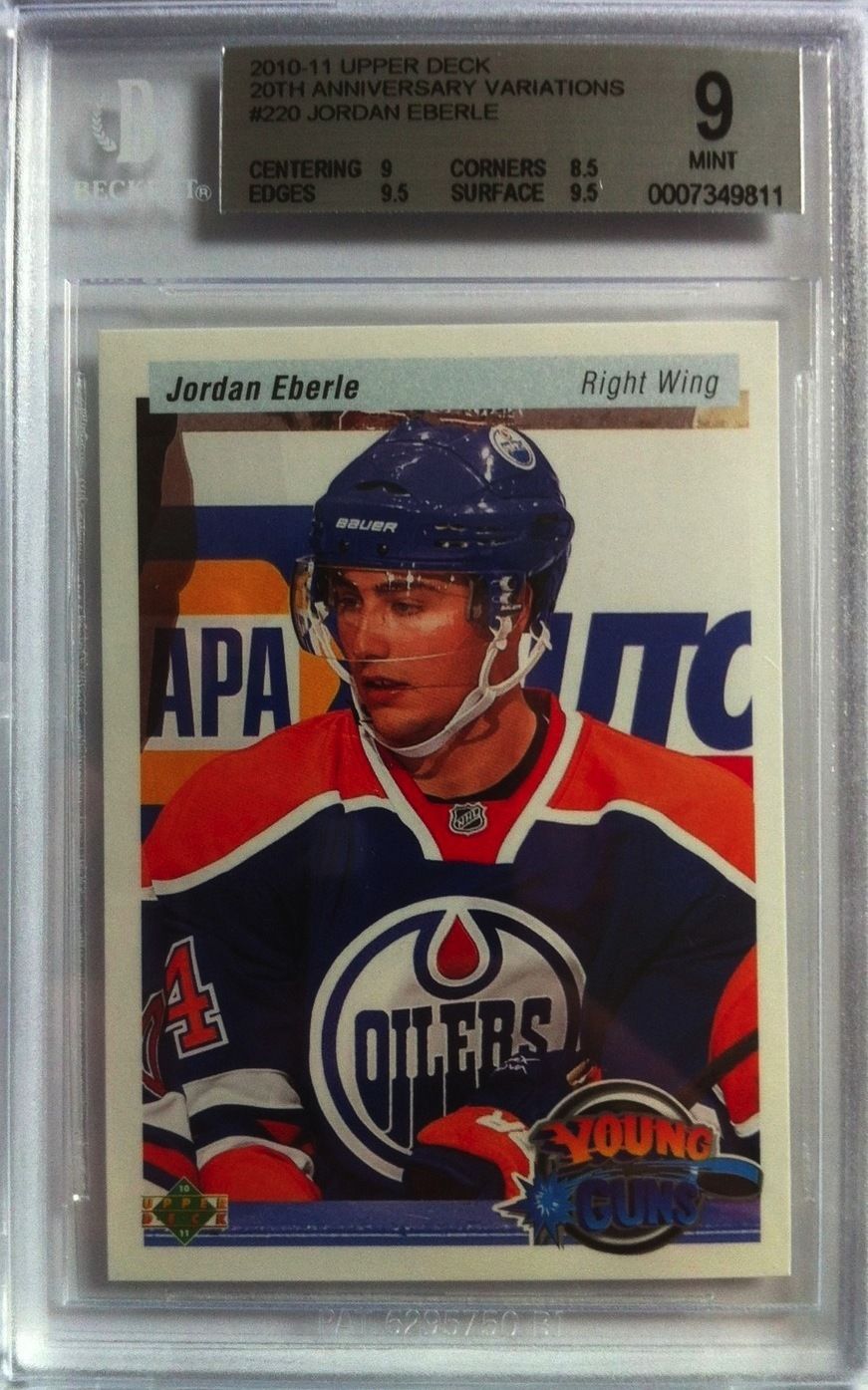 2010-11 Upper Deck Retro JORDAN EBERLE BGS 9 Young Guns RC Oilers Image 1
