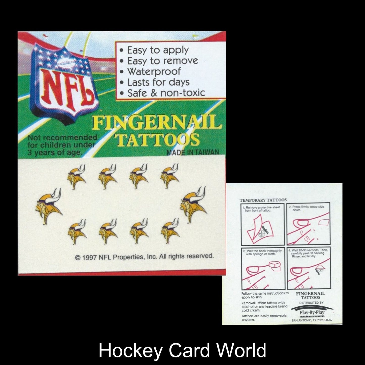 Minnesota Vikings Fingernail Tattoos Set of 10 Decal Sticker Licensed Image 1