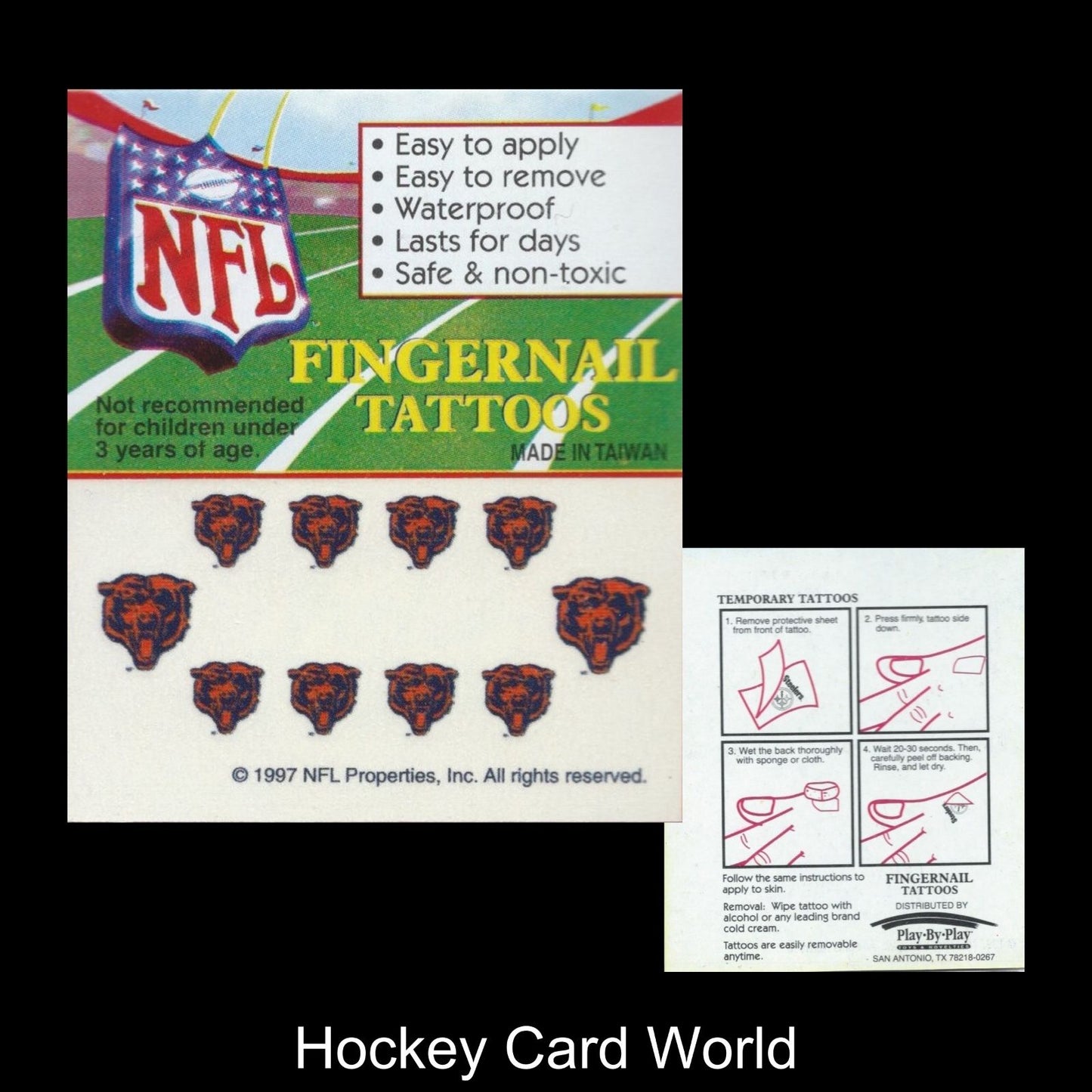 Chicago Bears Fingernail Tattoos Set of 10 Decal Sticker Licensed Image 1