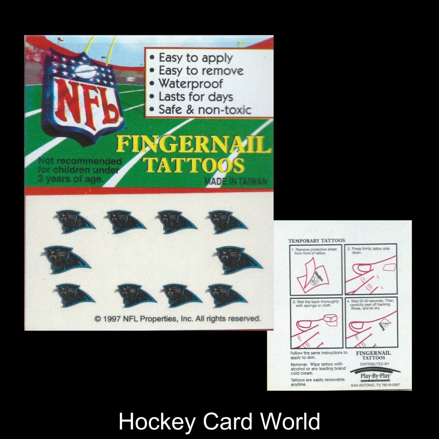 Carolina Panthers Fingernail Tattoos Set of 10 Decal Sticker Licensed Image 1