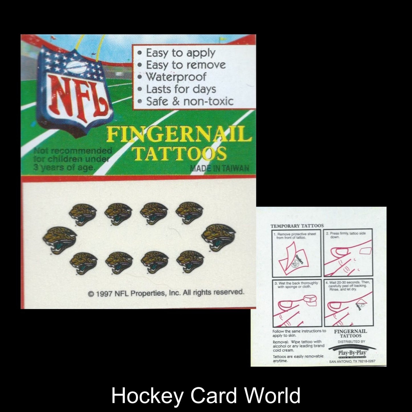 Jacksonville Jaguars Fingernail Tattoos Set of 10 Decal Sticker Licensed Image 1
