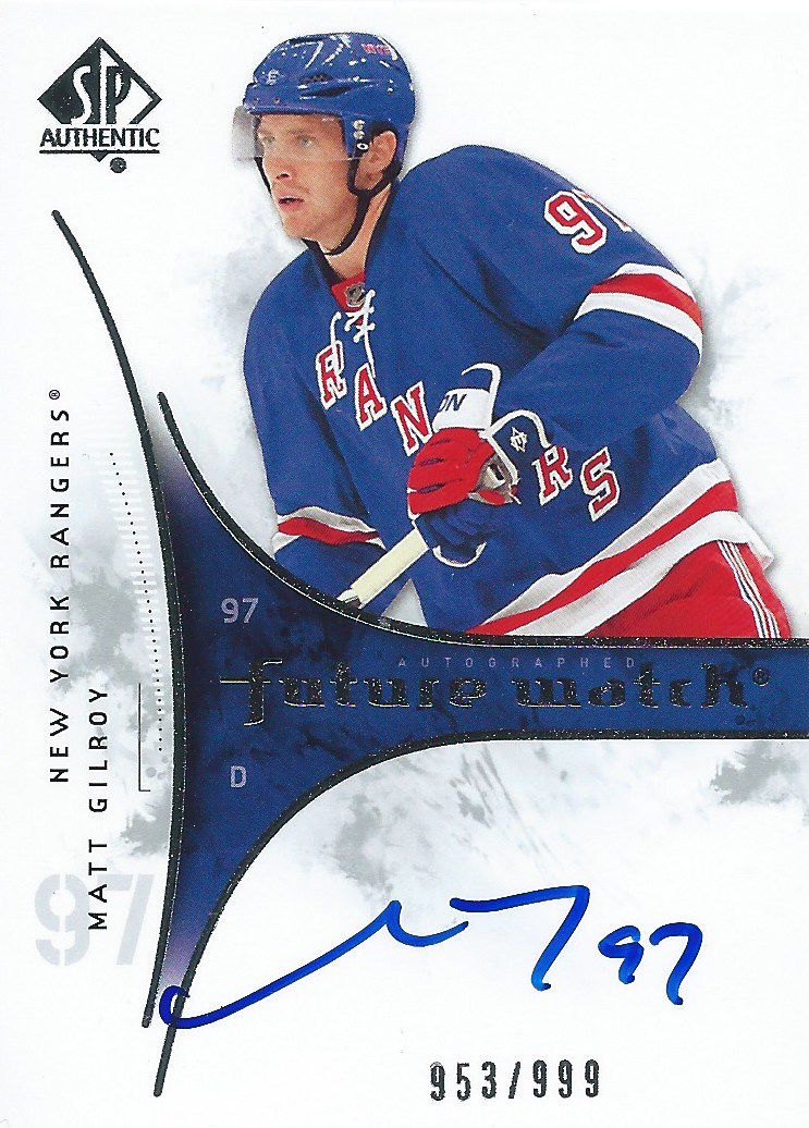 2009-10 Upper Deck SP Authentic MATT GILROY 953/999 Autograph Rookie 02504 Image 1