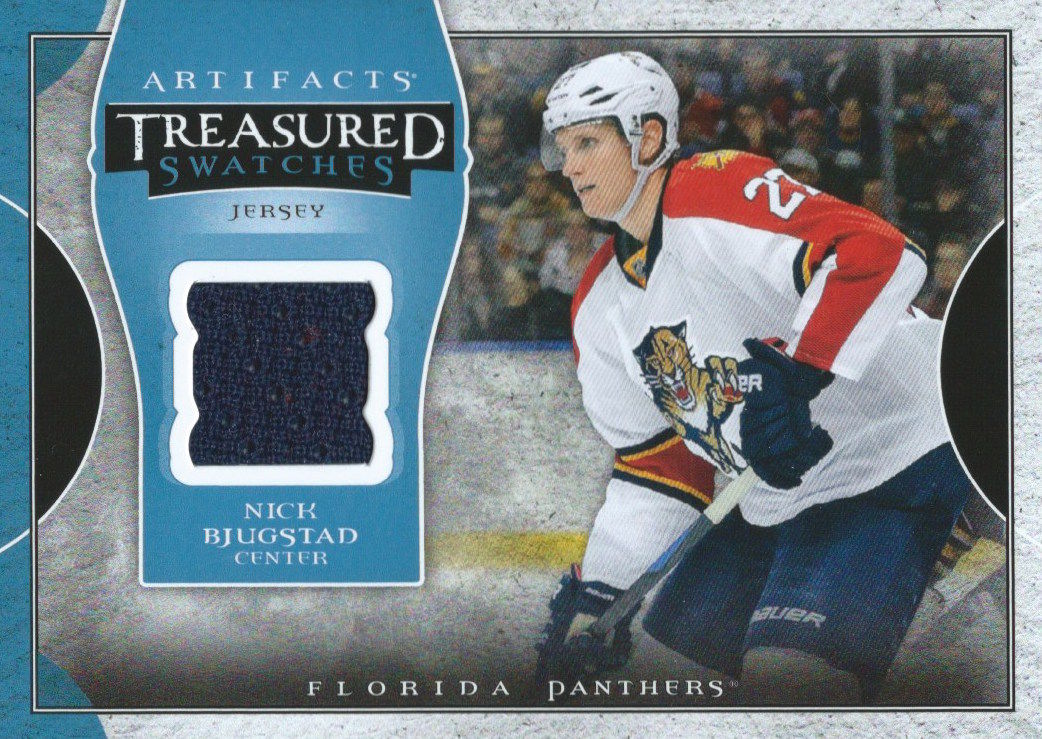 2015-16 UD Artifacts Treasured Swatches NICK BJUGSTAD Jersey NHL 01843 Image 1