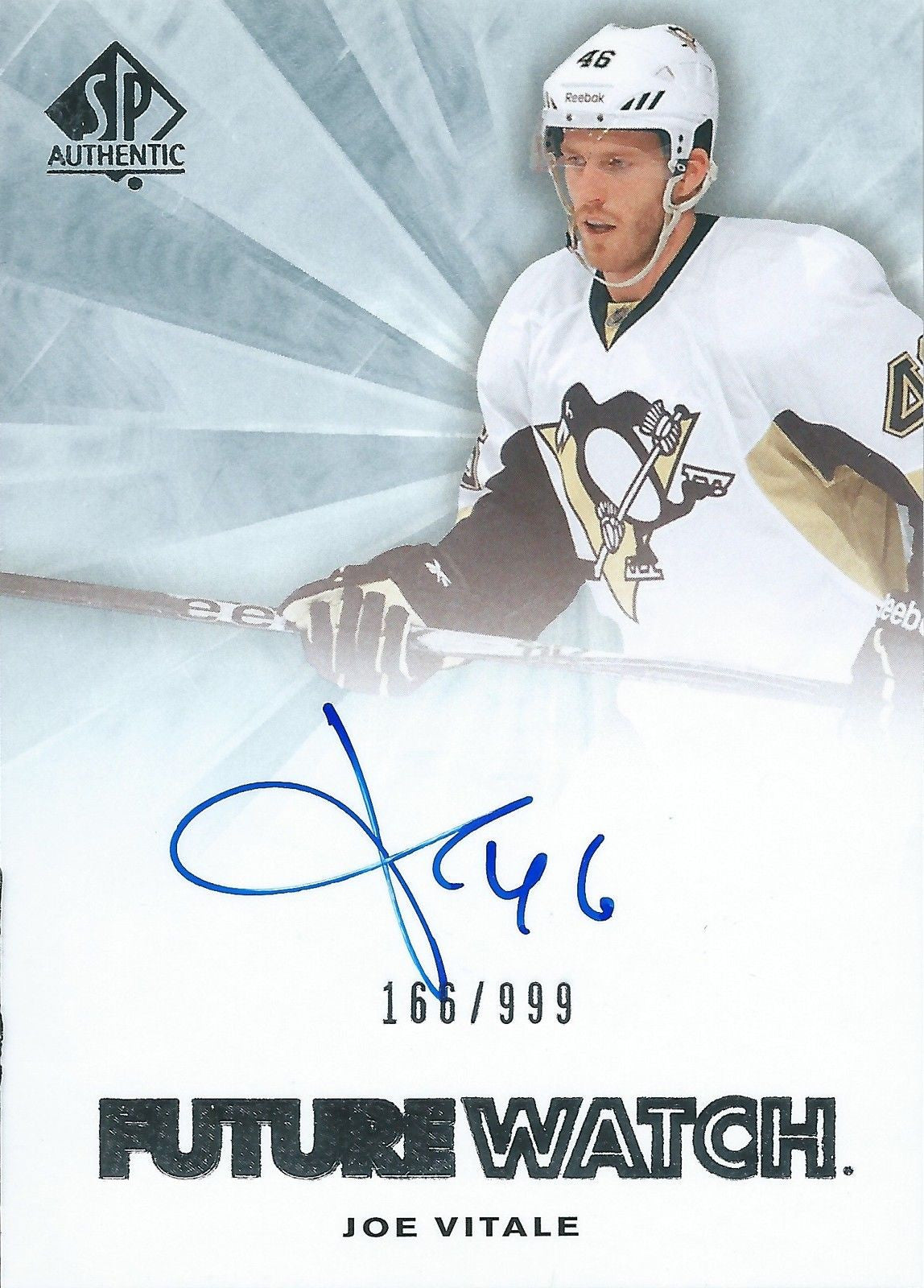 2011-12 SP Authentic JOE VITALE Auto/RC 166/999 Rookie Pittsburgh 00039