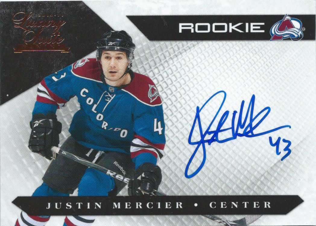 2010-11 Luxury Suite JUSTIN MERCIER Auto RC 209/499 Rookie NHL UD 01542 Image 1