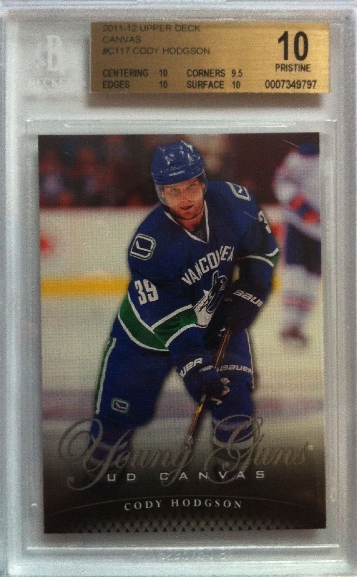 2011-12 Upper Deck Canvas CODY HODGSON BGS 10 Young Guns RC 10 10 9.5 10 Image 1