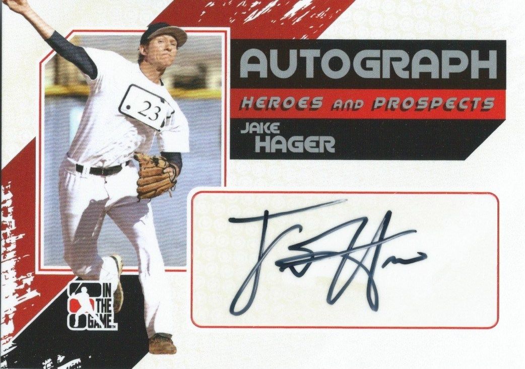 2011 ITG Heroes and Prospects Full Body JAKE HAGER /390* Auto MLB 01249 Image 1