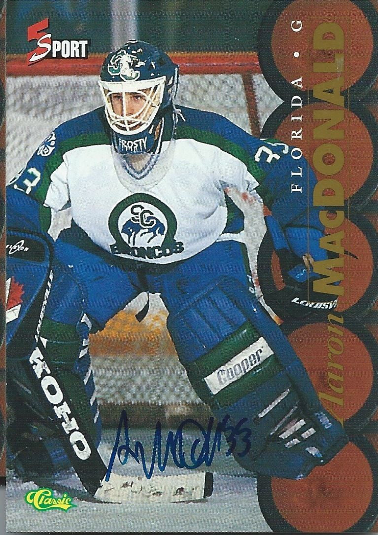 1995 Classic Five Star Sport AARON MACDONALD Autographs Signature 00153