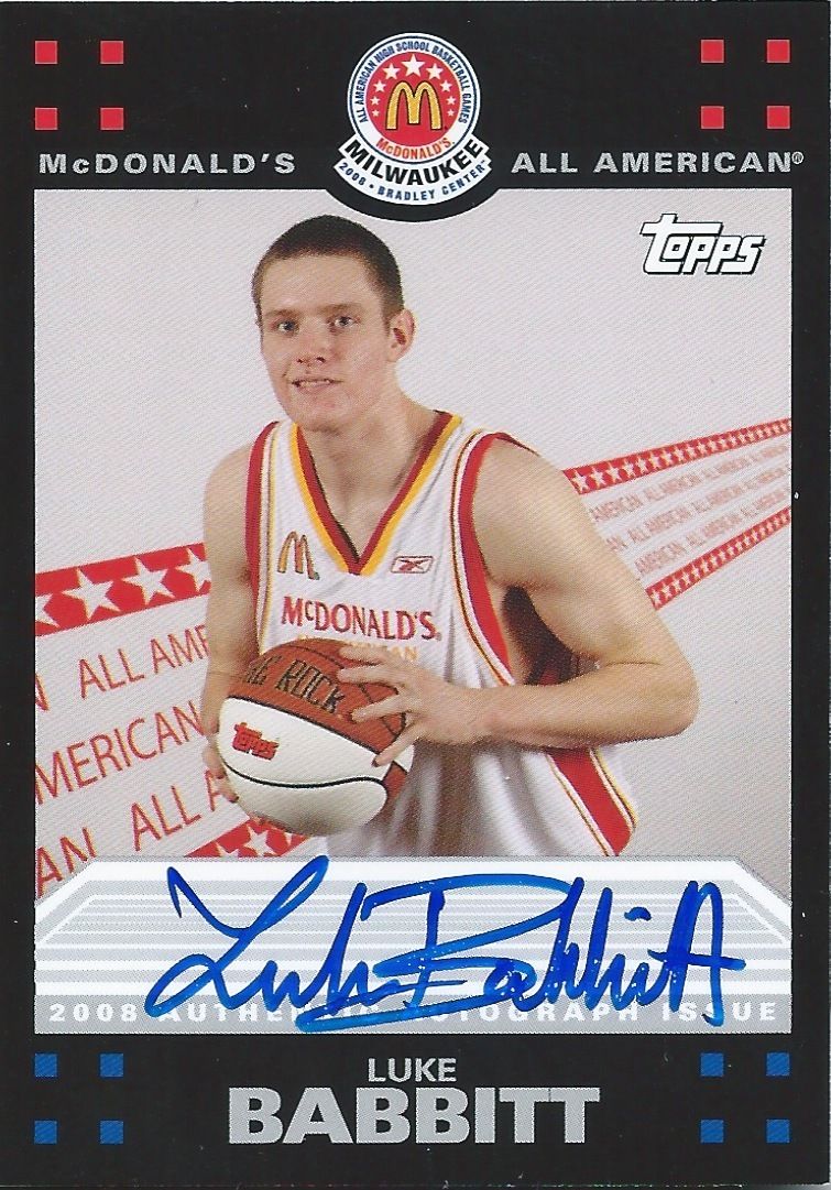 2008 Topps McDonald's All-American LUKE BABBITT Auto **SP** Auto 01137 Image 1