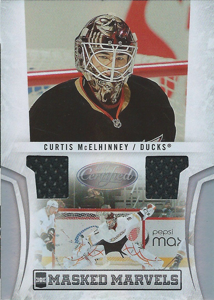 2010-11 Certified Masked Marvels CURTIS McELHINNEY 15/99 Jersey NHL 01961 Image 1