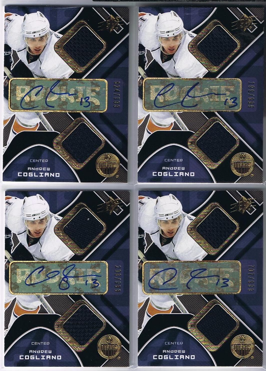 2007-08 SPX ANDREW COGLIANO RC #/999 Jersey Auto Rookie Edmonton Oilers Image 1