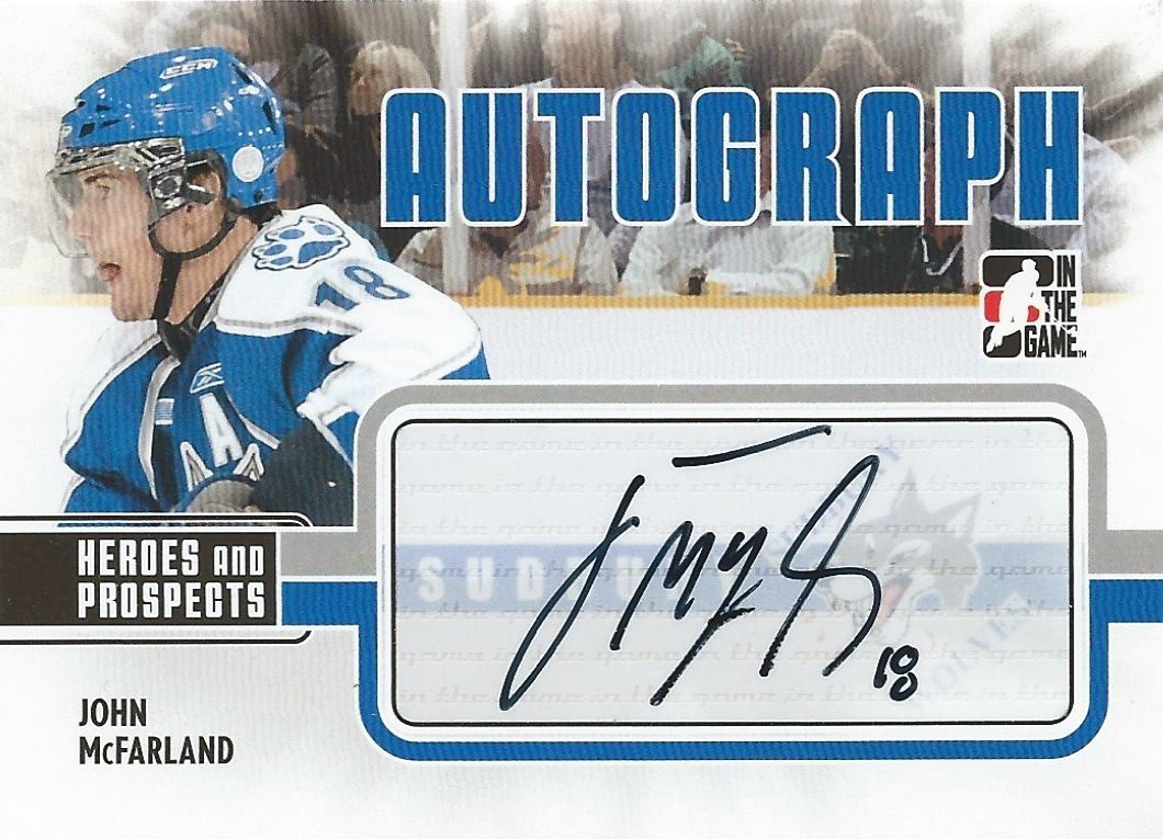 2009-10 ITG Heroes and Prospects JOHN McFARLAND Autographs 00545 Image 1