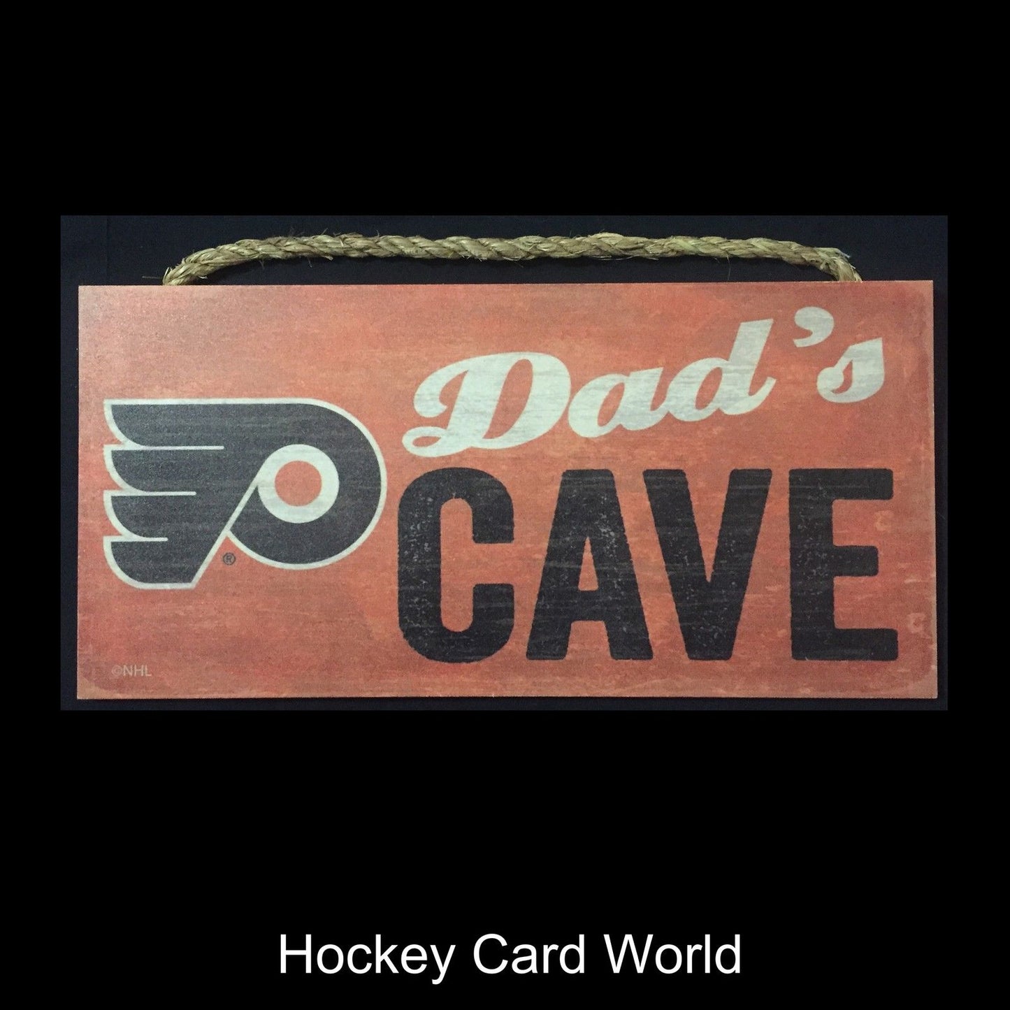 Philadelphia Flyers 6" x 12" Wooden "Dads Cave" Sign NHL Official Licensed Image 1