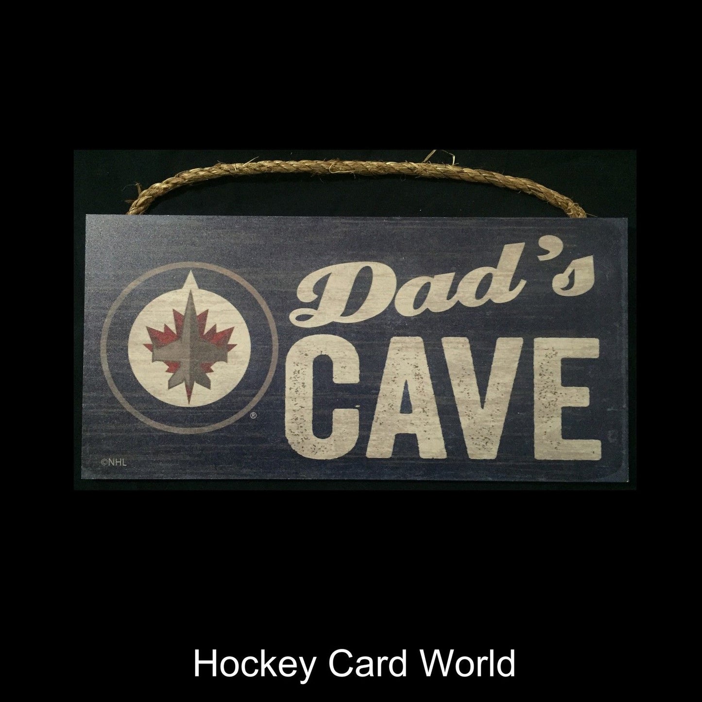 Winnipeg Jets 6" x 12" Wooden "Dads Cave" Sign NHL Official Licensed Image 1