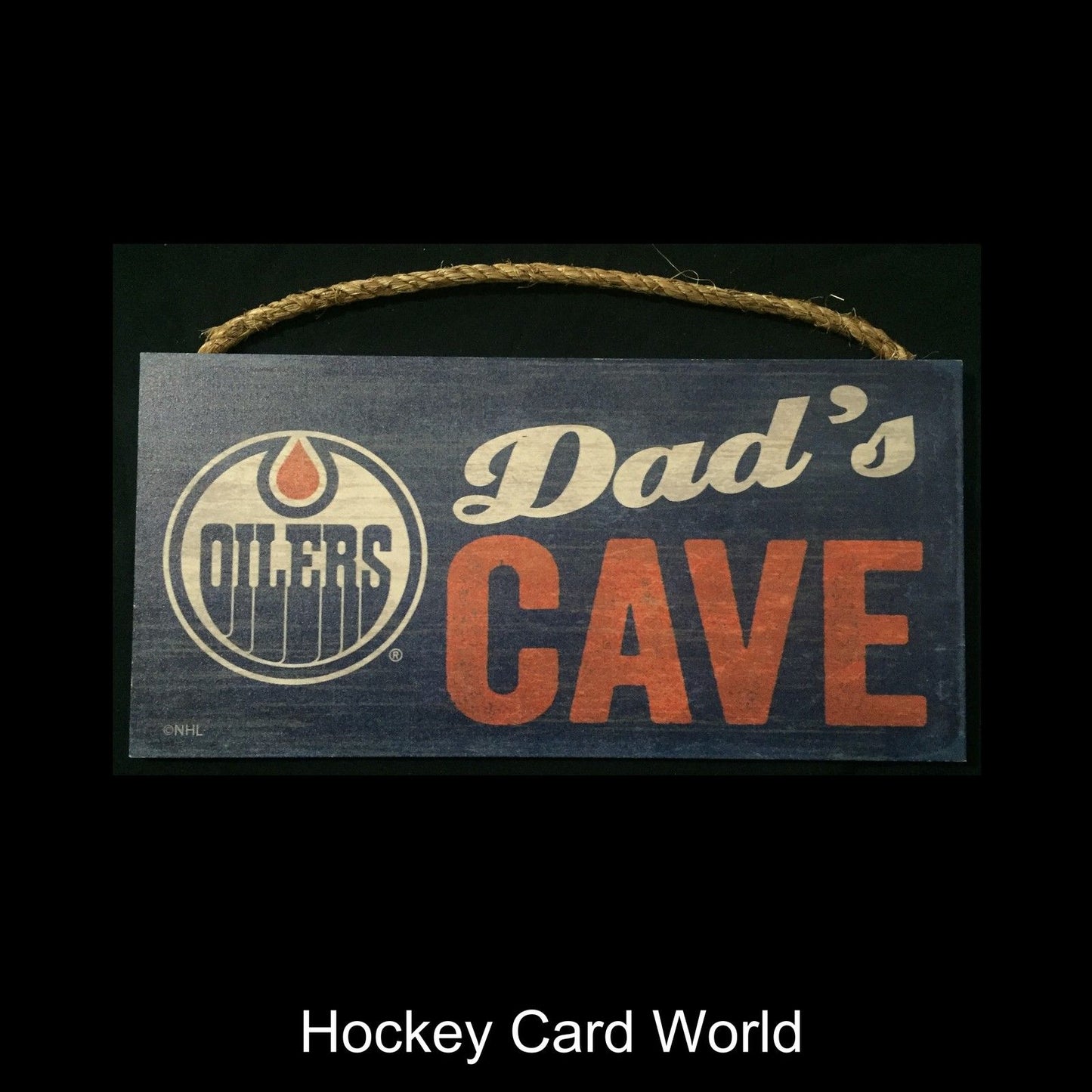 Edmonton Oilers 6" x 12" Wooden "Dads Cave" Sign NHL Official Licensed Image 1
