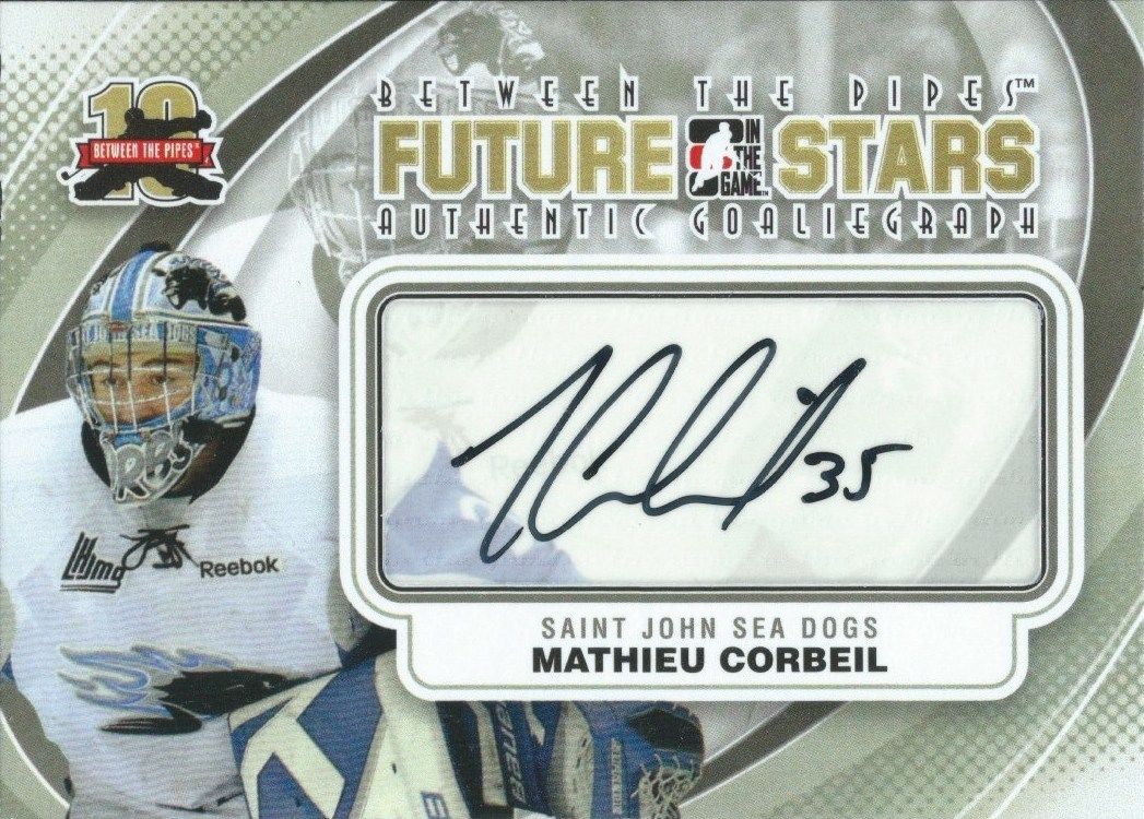 2011-12 ITG Between the Pipes Future Stars MATHIEU CORBEIL Autograph 00485 Image 1