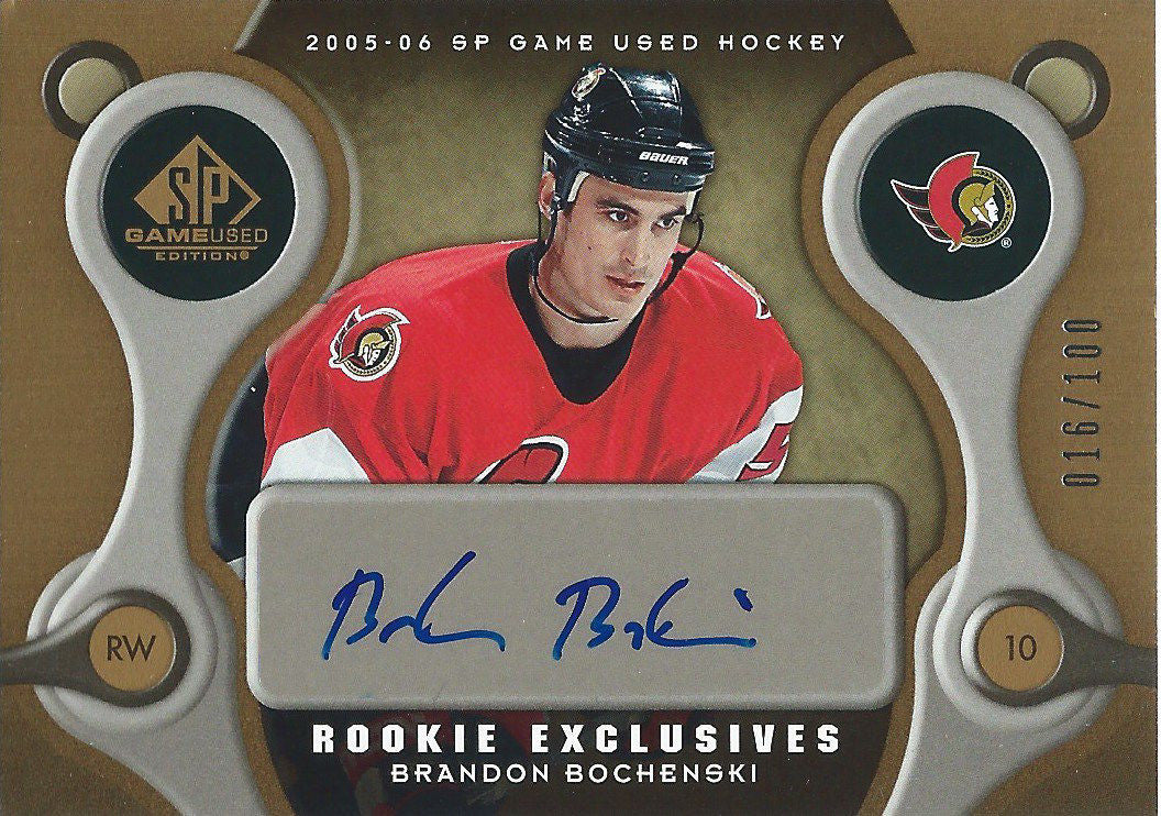 2005-06 UD SP Game Used Exclusives BRANDON BOCHENSKI 16/100 Auto 02506